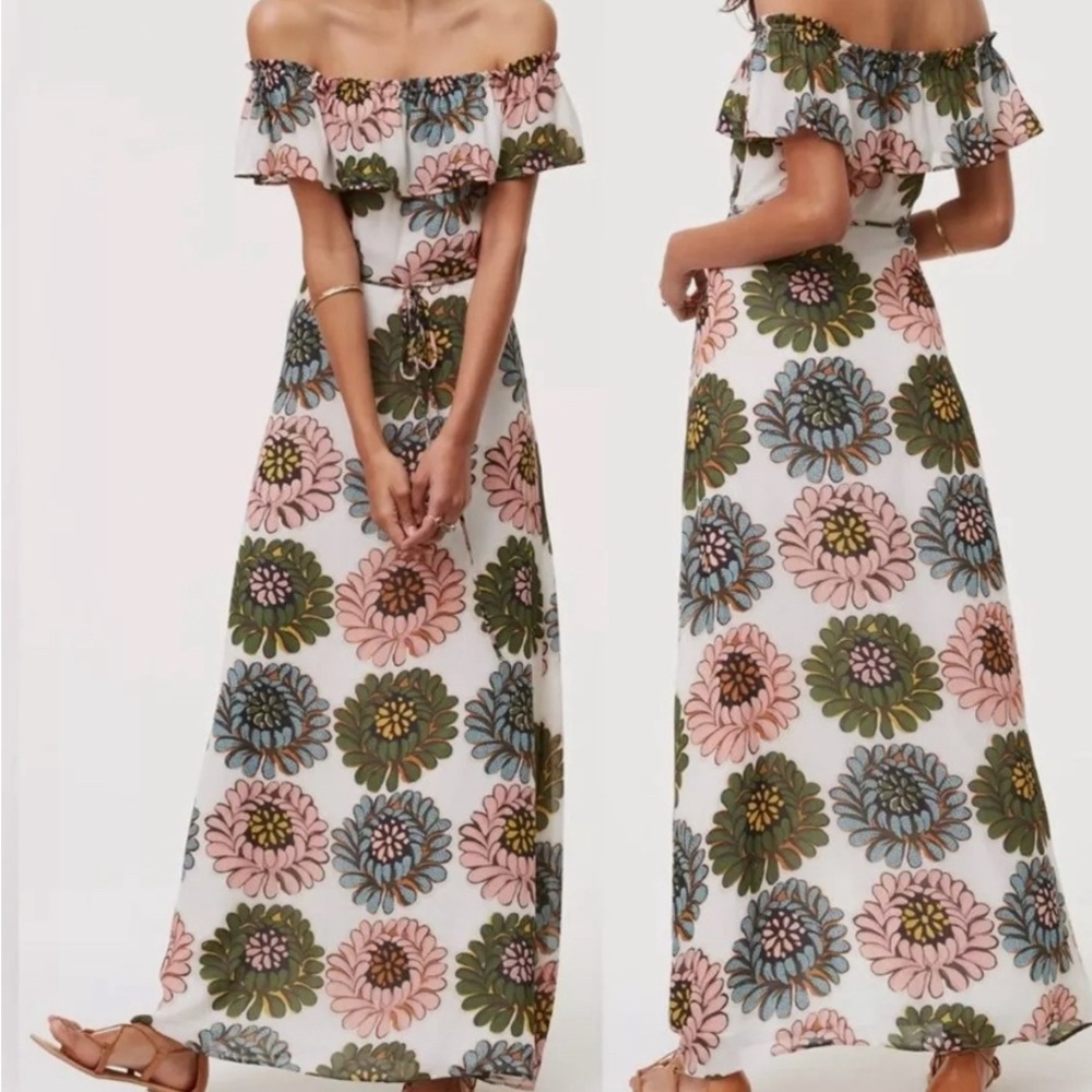 Sz 4 LOFT outlet floral off the shoulder maxi dress